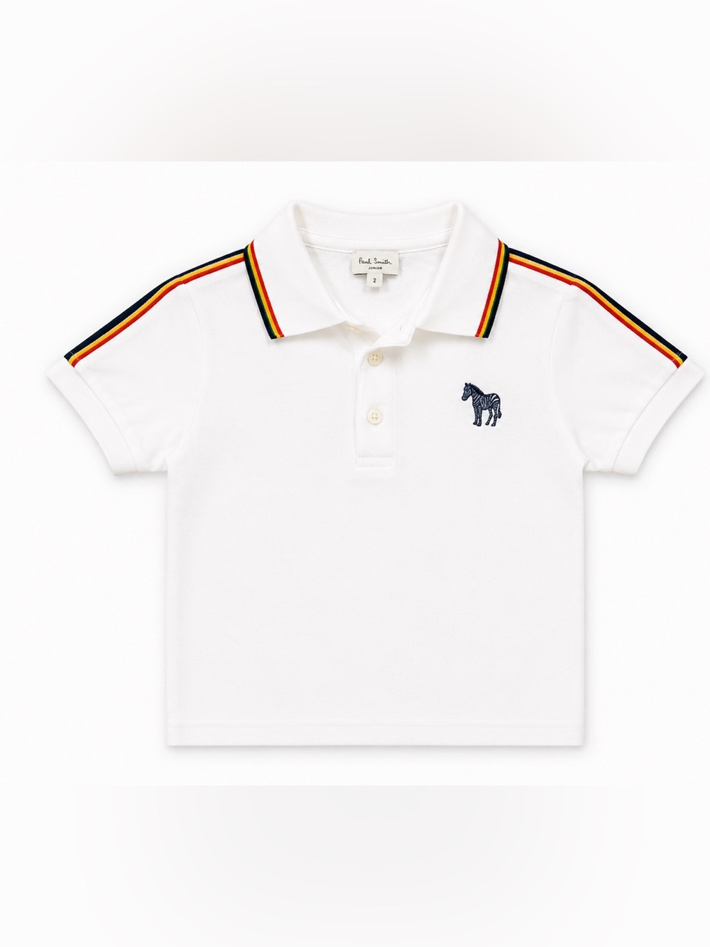 Paul Smith Junior Boys 6A Zebra Logo Polo Shirt Signature Stripe Trim